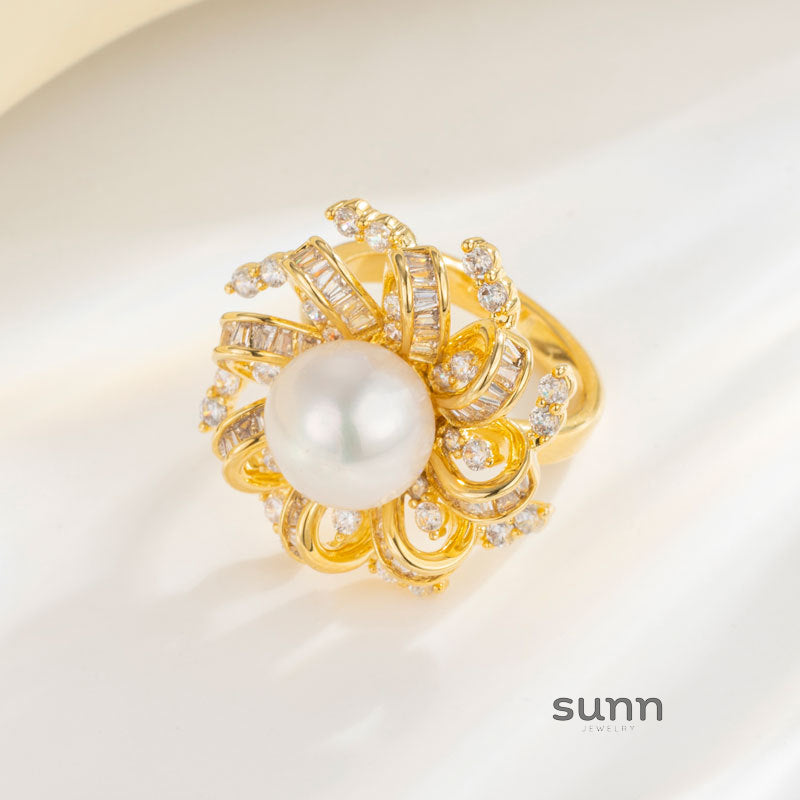 Julieann Baroque Pearl Zircon Ring [YR4ZCLTK]