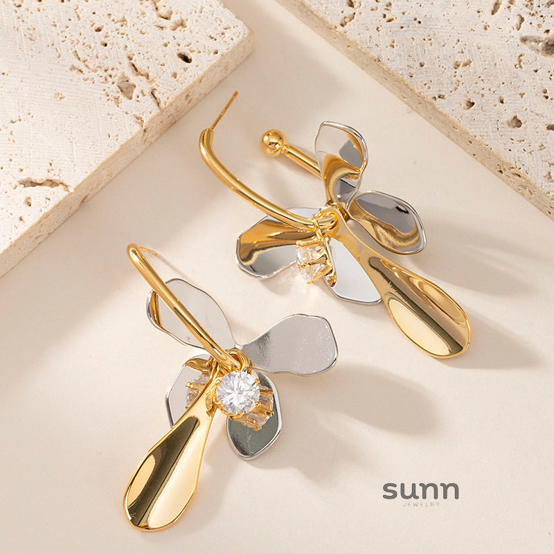 Julieta Colorblock Floral Earrings [KN7K6QSR]