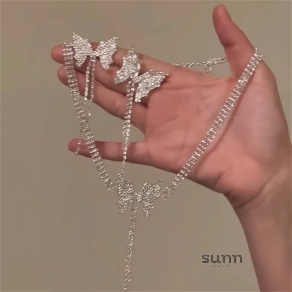 Juna Sparkle Butterfly Tassel Necklace