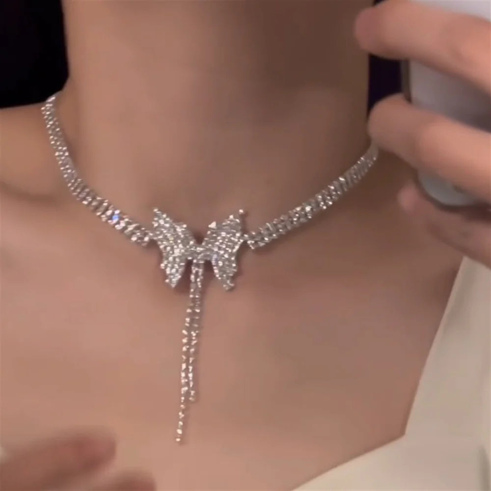 Juna Sparkle Butterfly Tassel Necklace