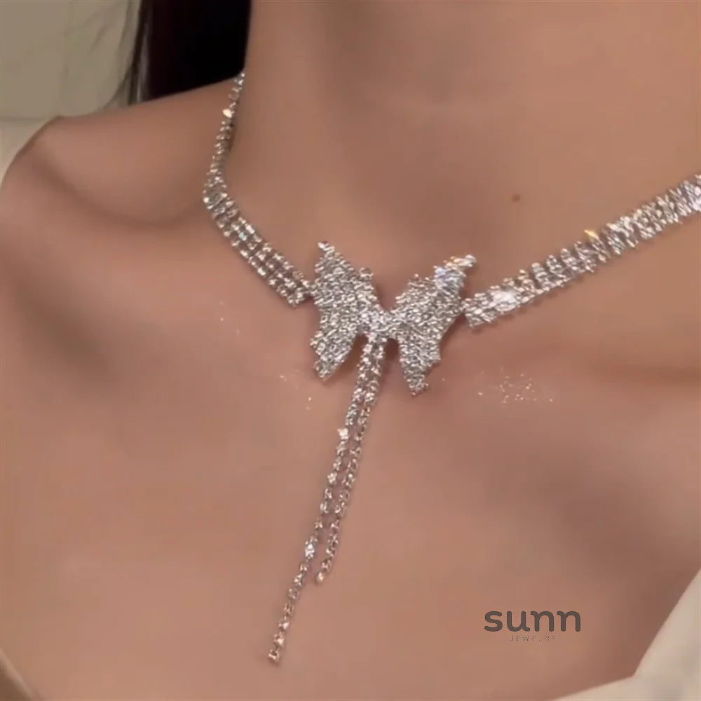 Juna Sparkle Butterfly Tassel Necklace