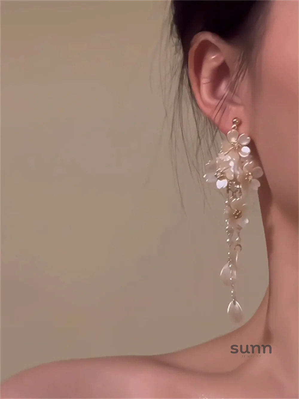 Junie Pearl Flower Tassel Earrings