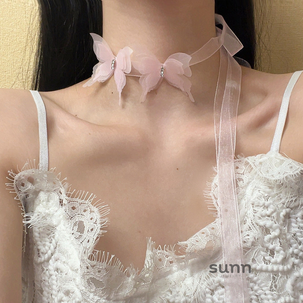 Kacey Butterfly Satin Choker [WZBQWI9T]