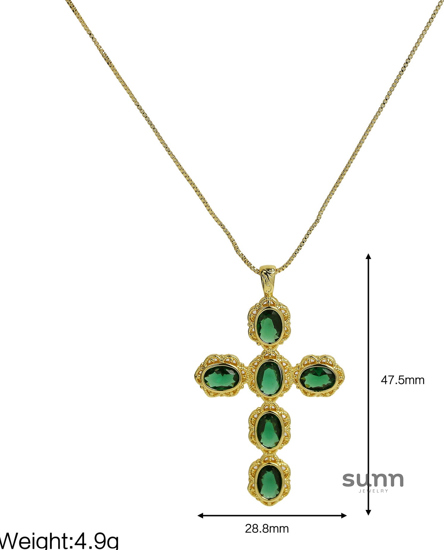 Kacy Gold Zircon Cross Necklace [7TYGYGDR]