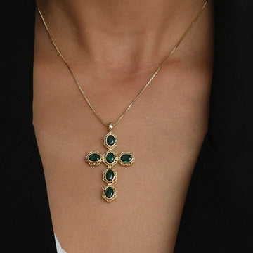 Kacy Gold Zircon Cross Necklace [6EOUM7HX]