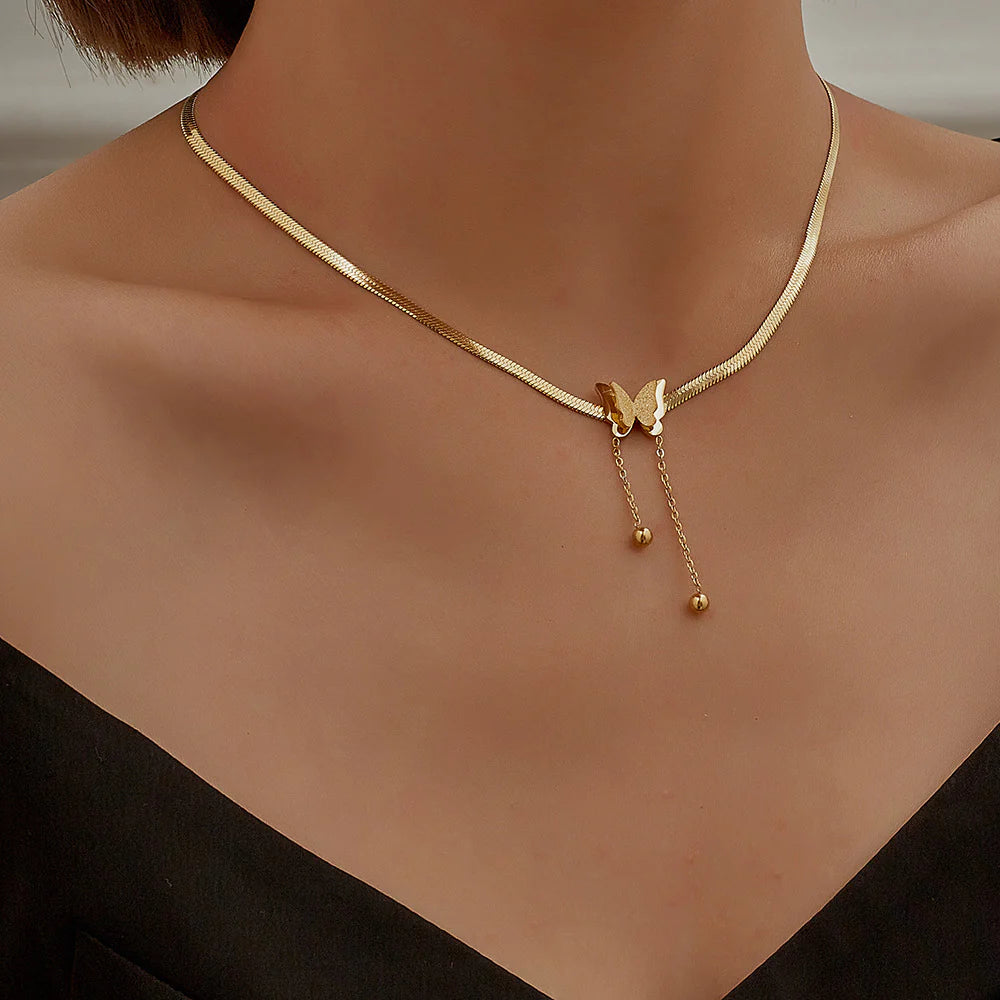 Kadence Butterfly Tassel Choker