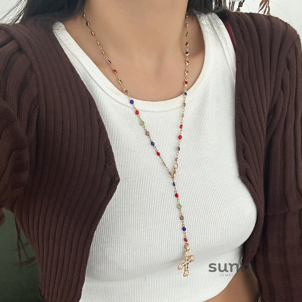 Kadynce Crystal Cross Necklace