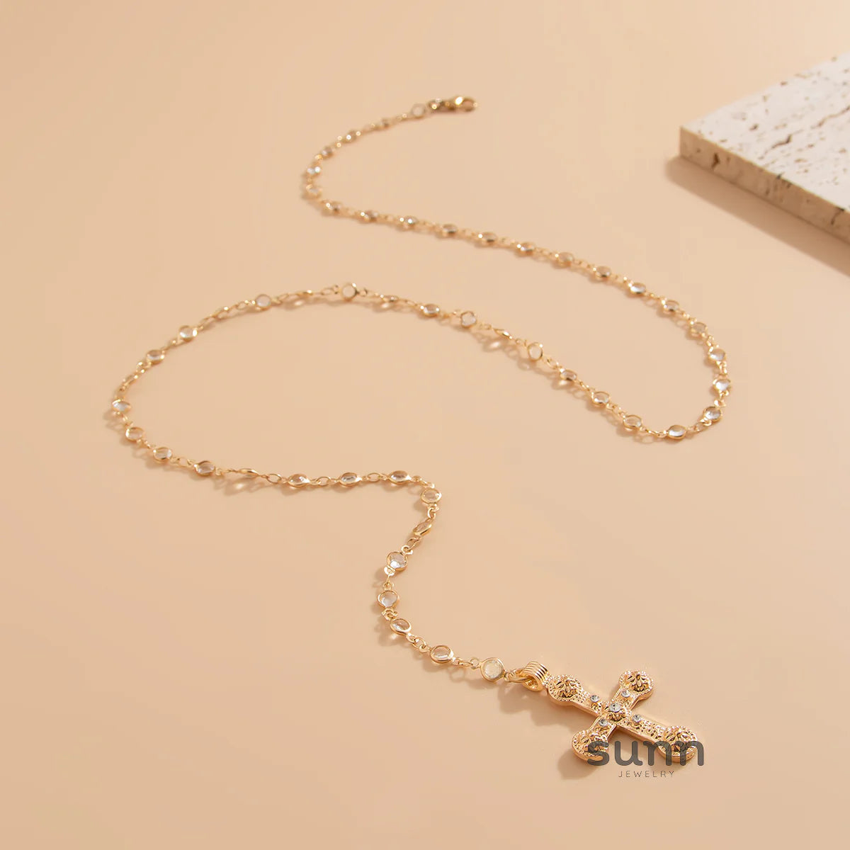Kadynce Crystal Cross Necklace