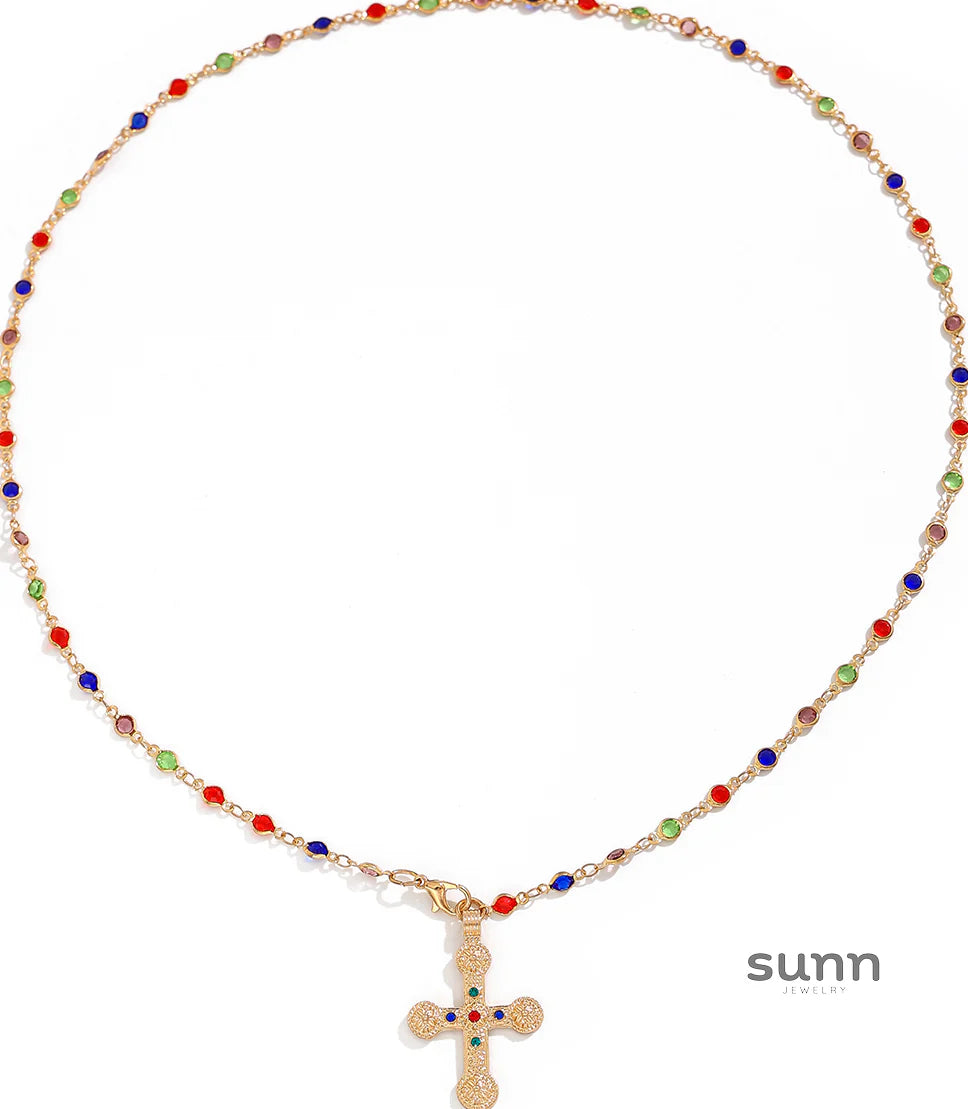 Kadynce Crystal Cross Necklace