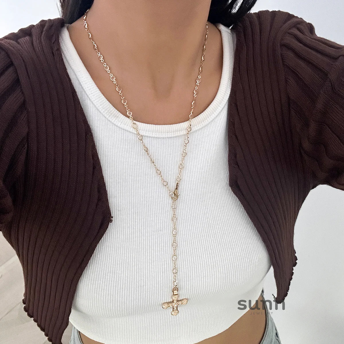 Kadynce Crystal Cross Necklace