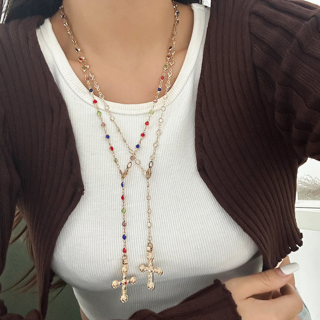 Kadynce Crystal Cross Necklace