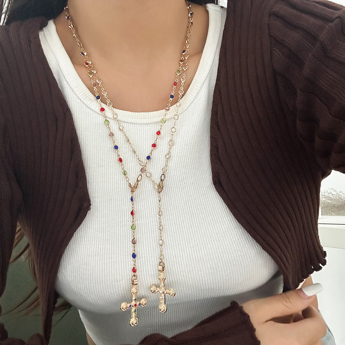 Kadynce Crystal Cross Necklace