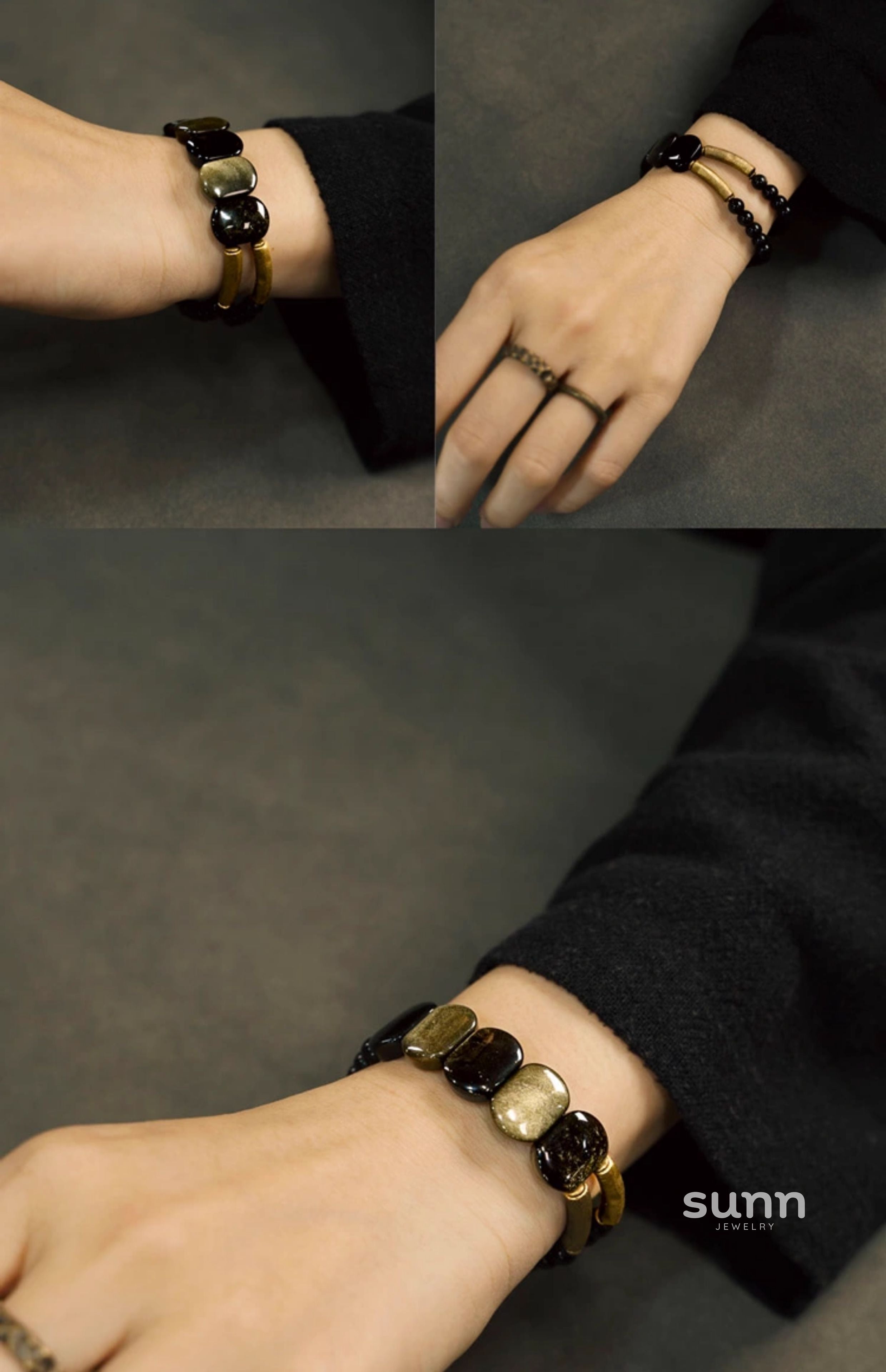 Kadynce Double Layer Obsidian Bracelet [W7TN0871]
