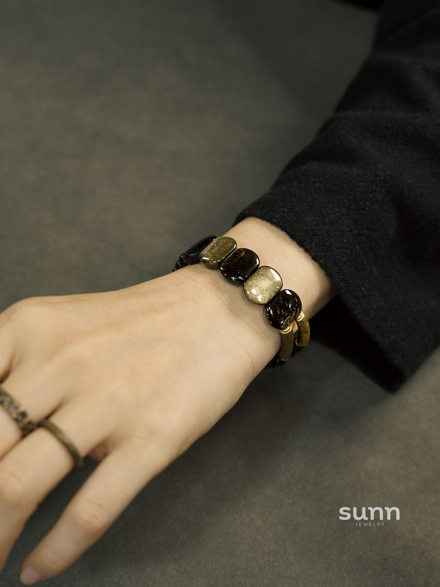 Kadynce Double Layer Obsidian Bracelet [ITOY1JVL]