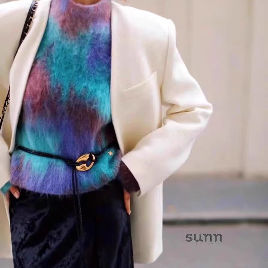Kaeleigh Gold T-Bar Leather Belt [KYJYTVXS]