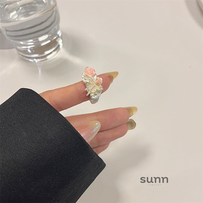 Kaelynn Enamel Rose Statement Ring [YD19IHTN]