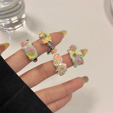 Kaelynn Enamel Rose Statement Ring [I6QR91QM]