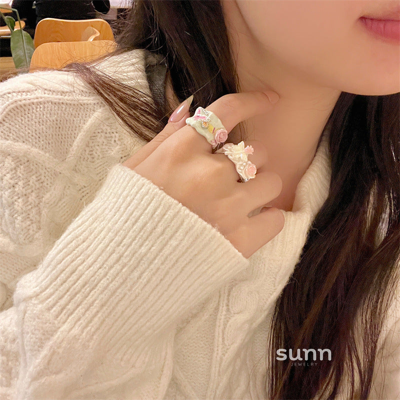 Kaelynn Enamel Rose Statement Ring [E6JFSRZW]
