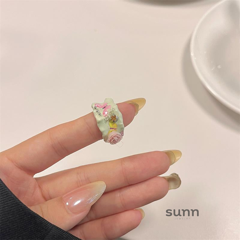Kaelynn Enamel Rose Statement Ring [MUPPACU1]