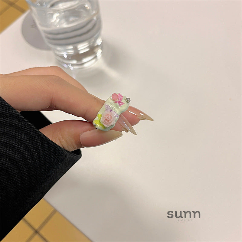 Kaelynn Enamel Rose Statement Ring [7ZX5Q78L]