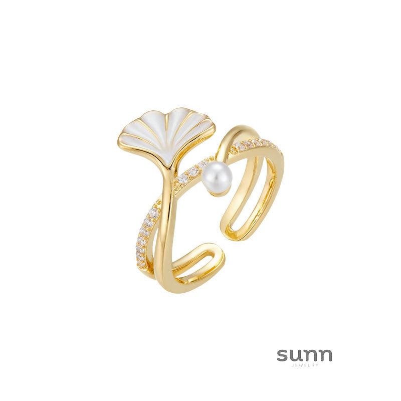 Kahli Ginkgo Pearl Open Ring [JWGKCWQ9]