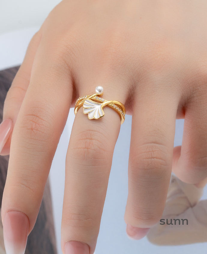 Kahli Ginkgo Pearl Open Ring [55WVLC5E]