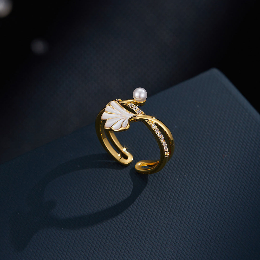 Kahli Ginkgo Pearl Open Ring [6LPY6NVP]