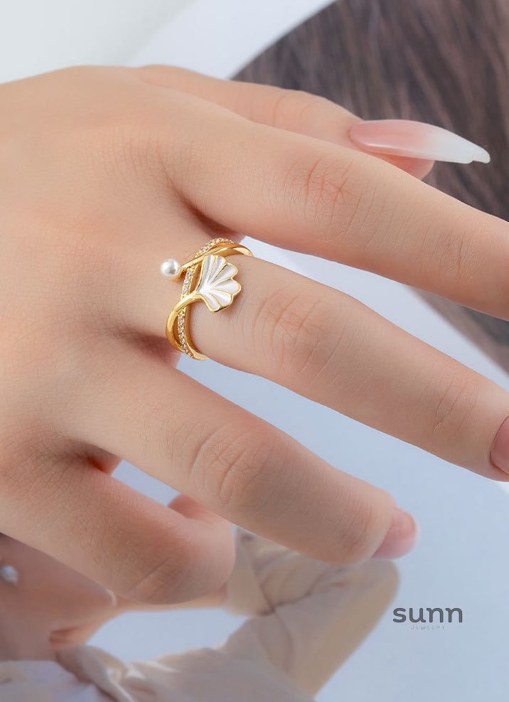 Kahli Ginkgo Pearl Open Ring [JXO2UKV4]