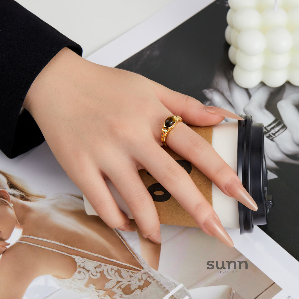 Kai Retro Stone Open Ring [QAEJNH1V]