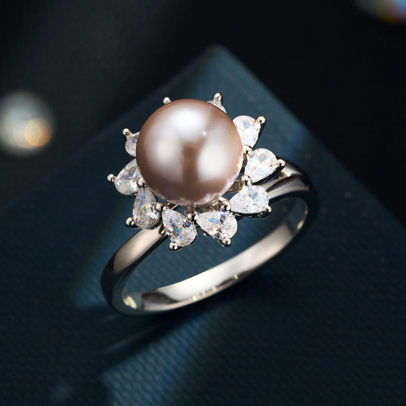 Kaidyn Pearl Sunflower Ring [XE5XKQWF]