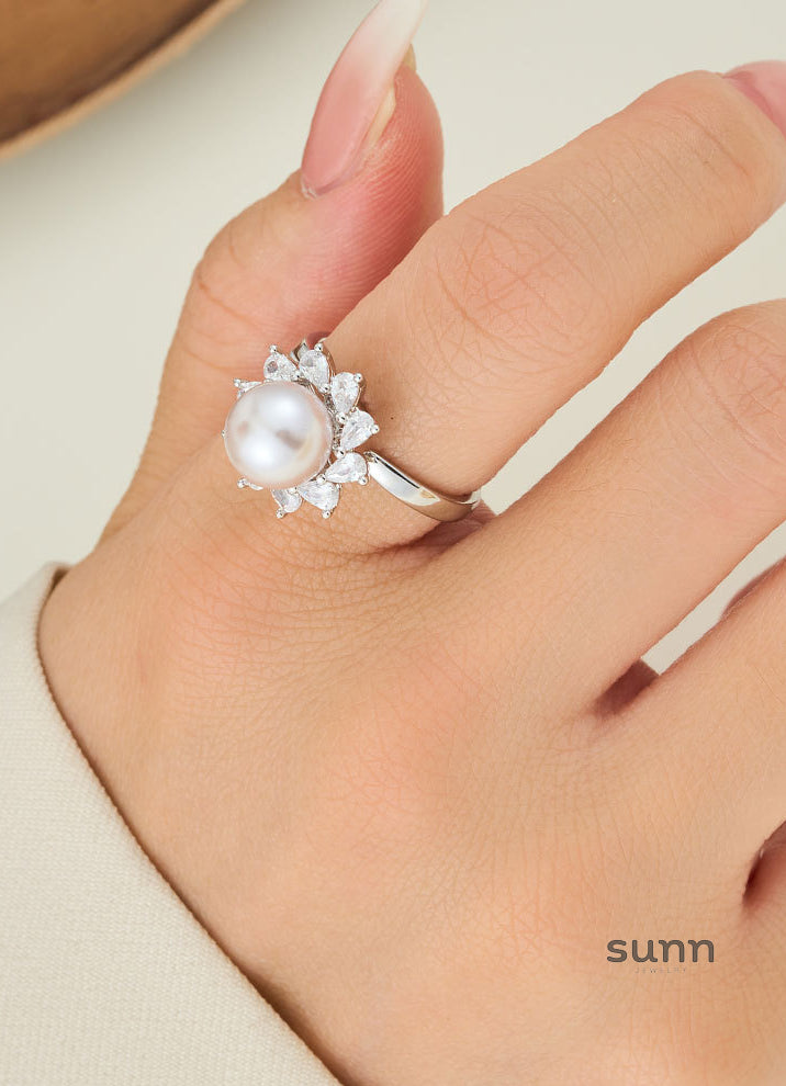 Kaidyn Pearl Sunflower Ring [1RSBDZF5]