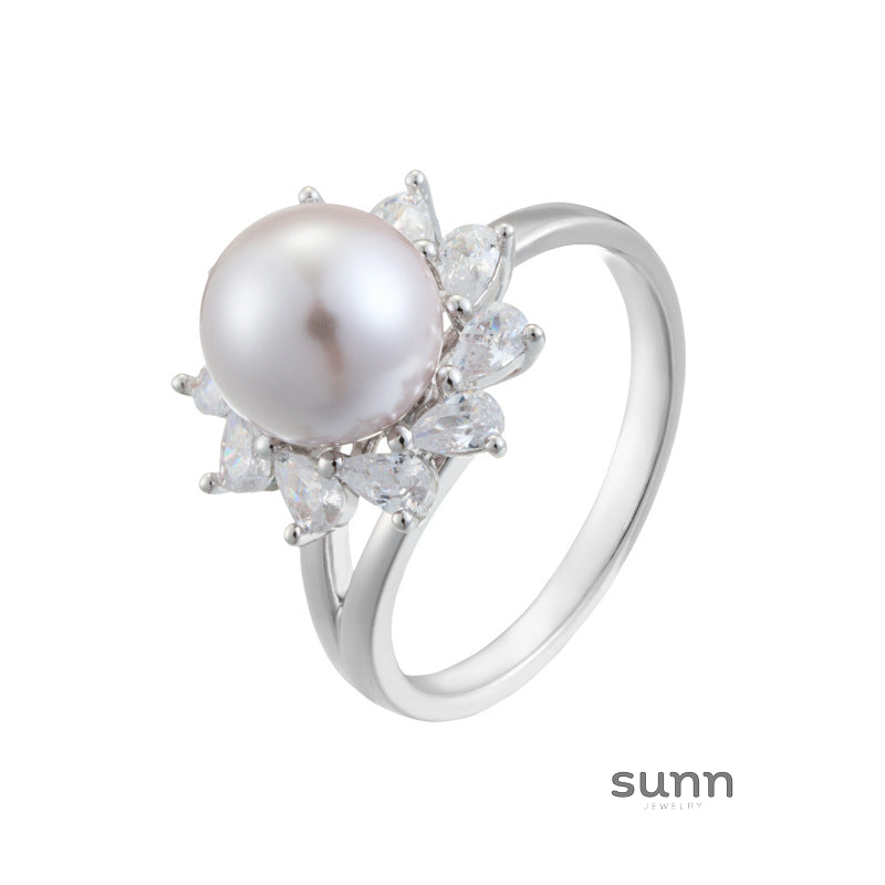 Kaidyn Pearl Sunflower Ring [D3468Y5Z]