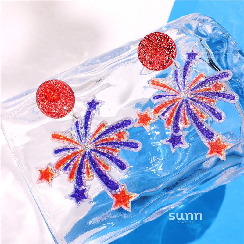 Kaileigh Patriotic Glitter Earrings [52K7JYQ1]