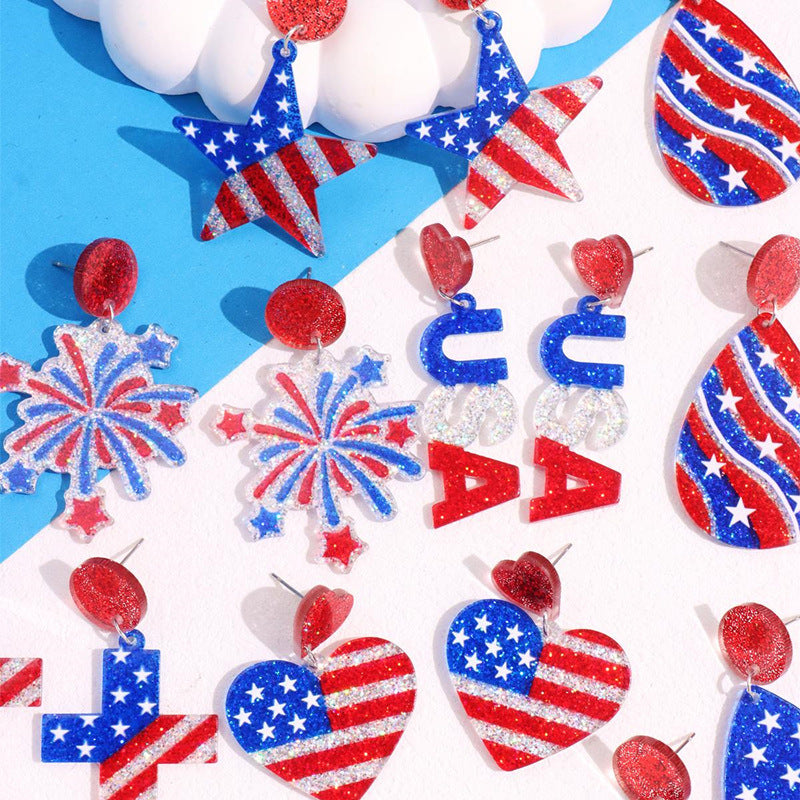 Kaileigh Patriotic Glitter Earrings [52K7JYQ1]