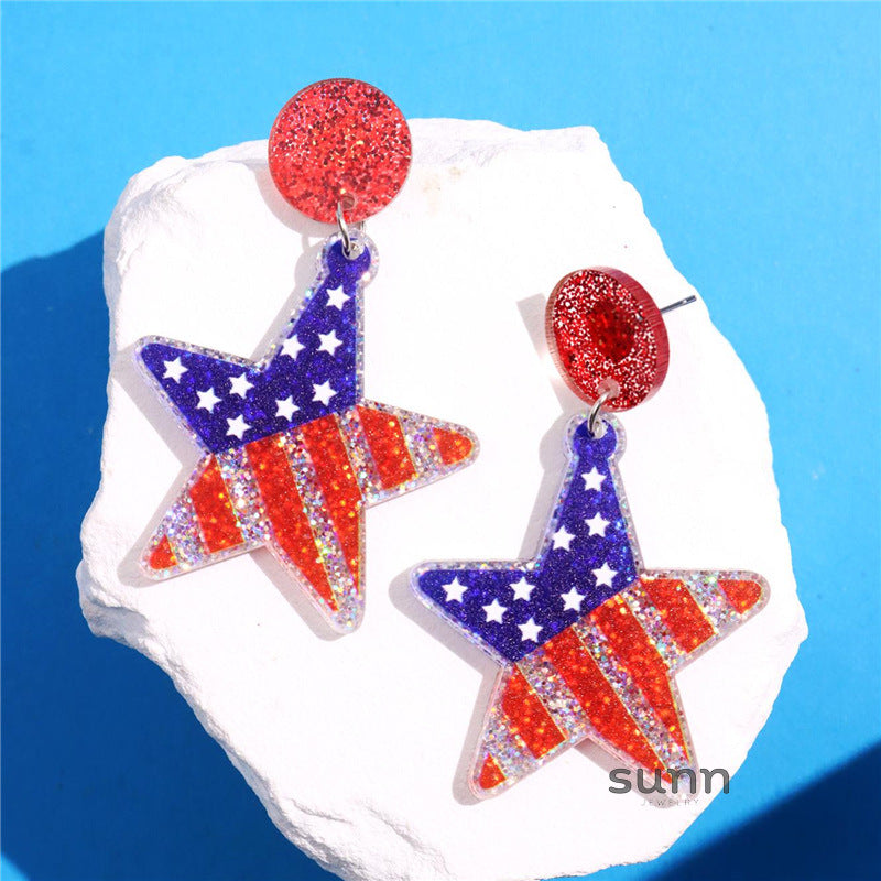 Kaileigh Patriotic Glitter Earrings [R9N9U0NJ]