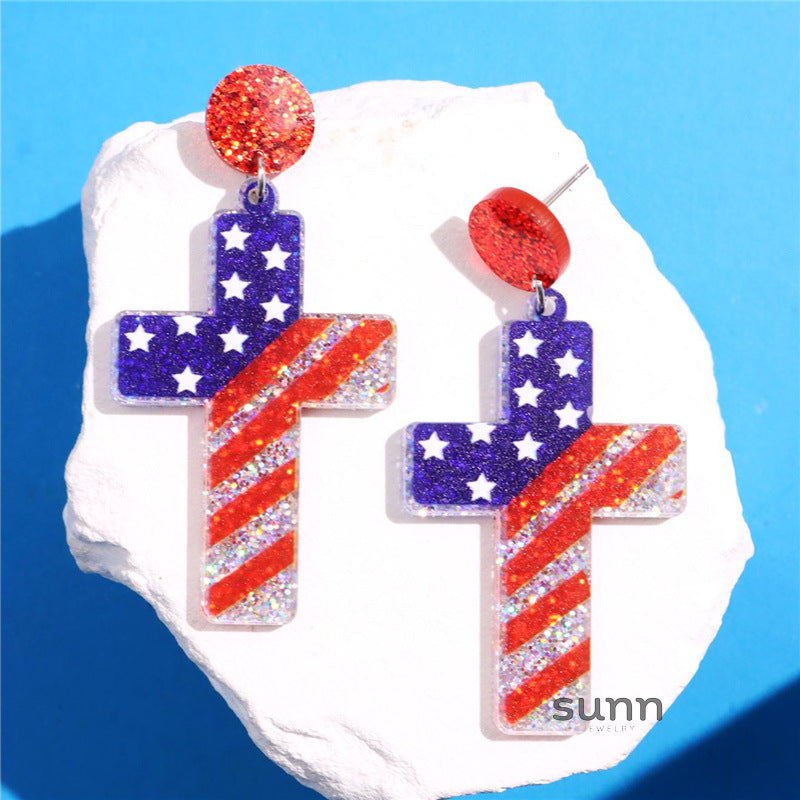 Kaileigh Patriotic Glitter Earrings [R13OUX7C]