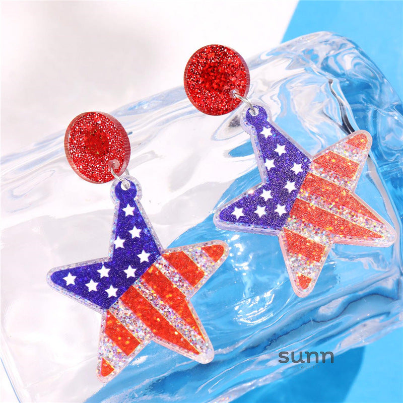 Kaileigh Patriotic Glitter Earrings [OUH4T308]