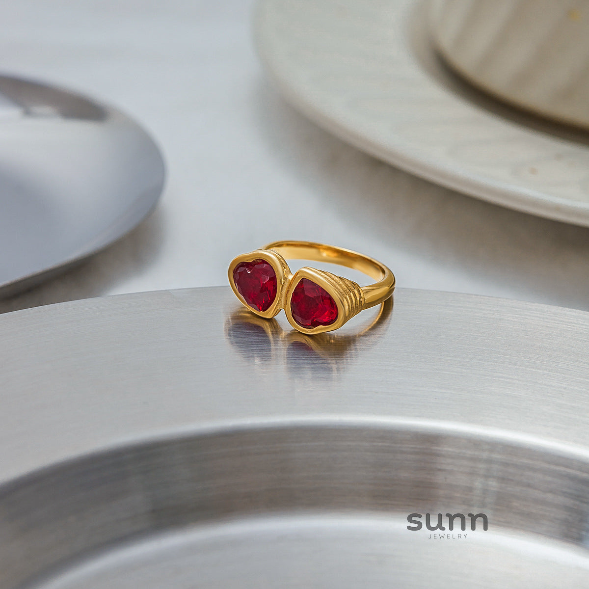 Kalaya Heart Cross Ring [TXB4U9UT]