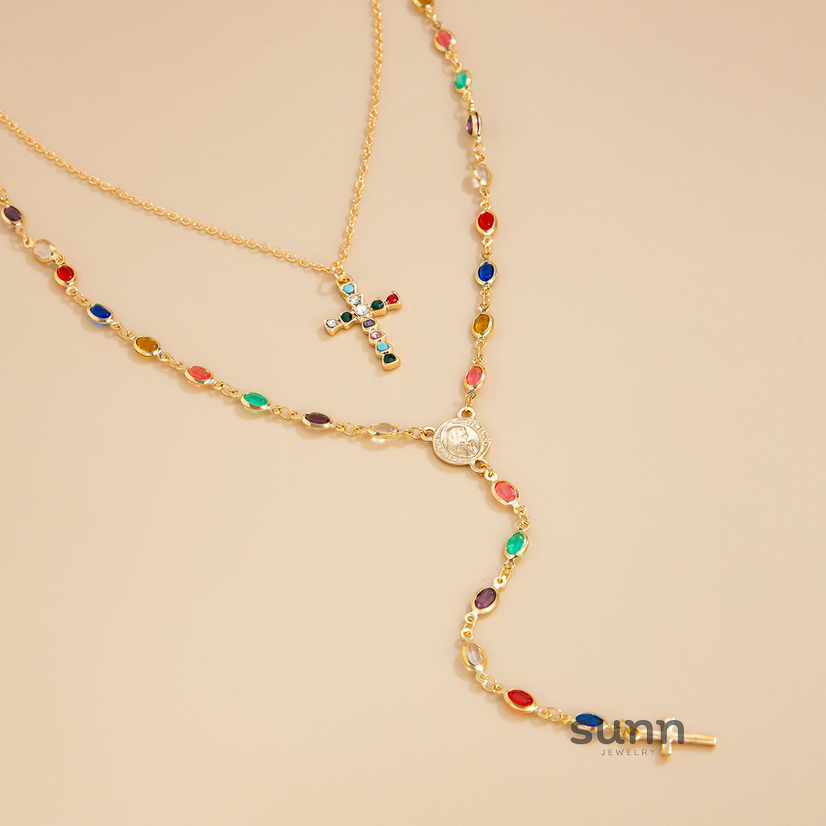 Kalee Diamond Cross Layered Necklace [84DNDB1C]