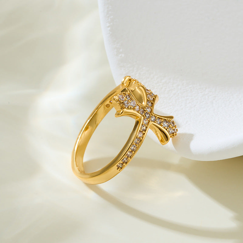 Kaleya Zirconia Cross Ring [XBRW9LMO]