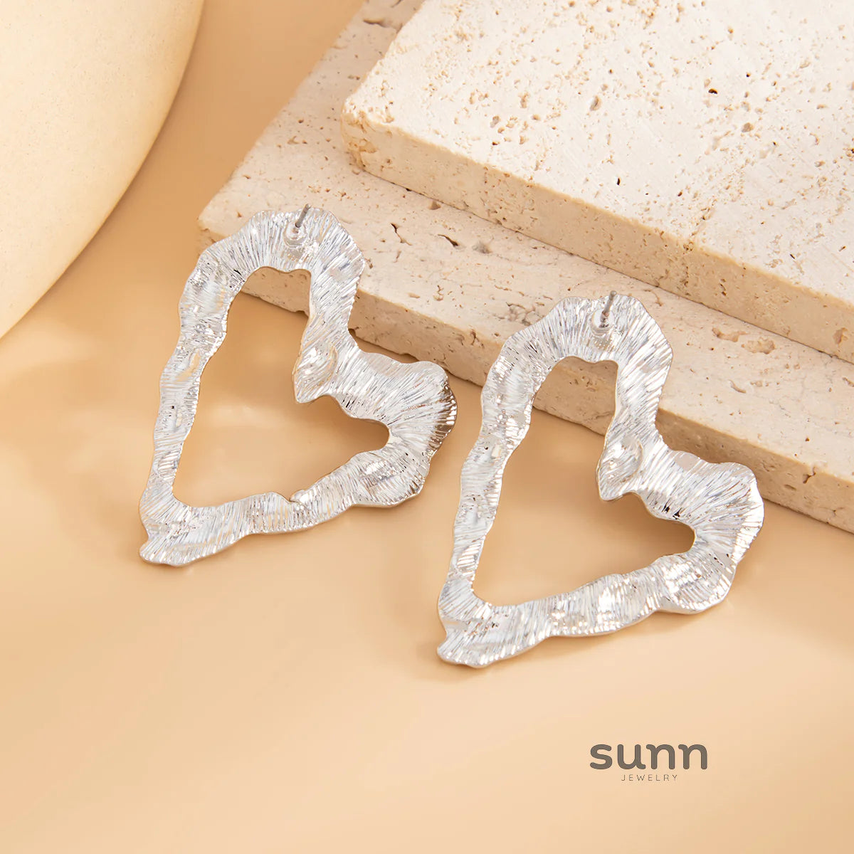 Kalina Sculpted Heart Studs