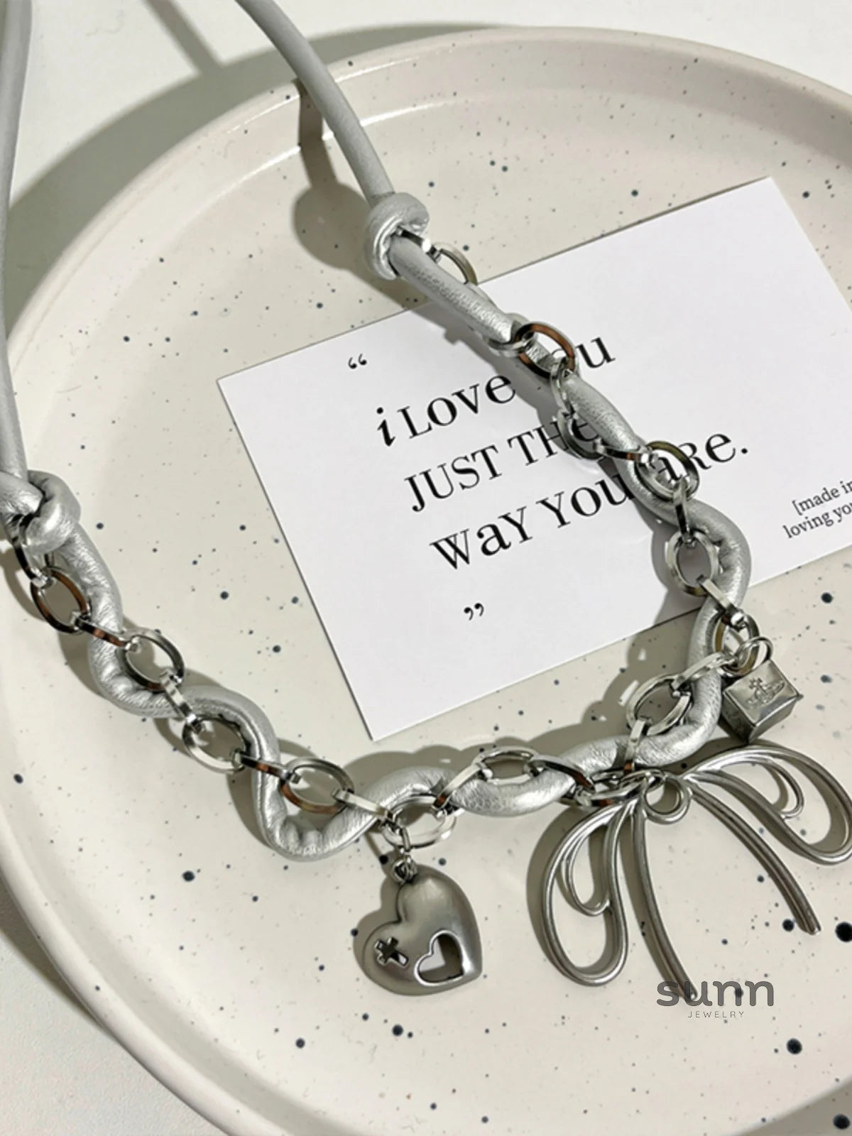 Kaliyah Leather Bow Heart Choker