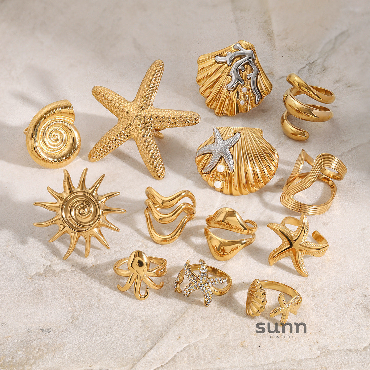Kallie Stackable Ocean Ring Set [9EC94KFF]