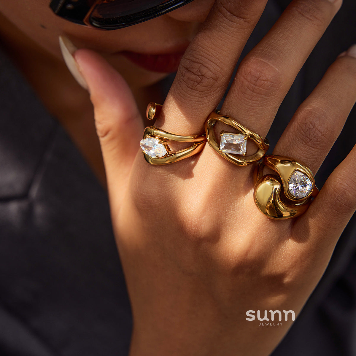 Kamari Geometric Zircon Ring [E194D0KA]