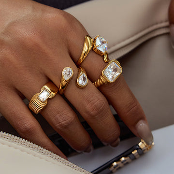 Kamari Geometric Zircon Ring [4A7B1Y7E]