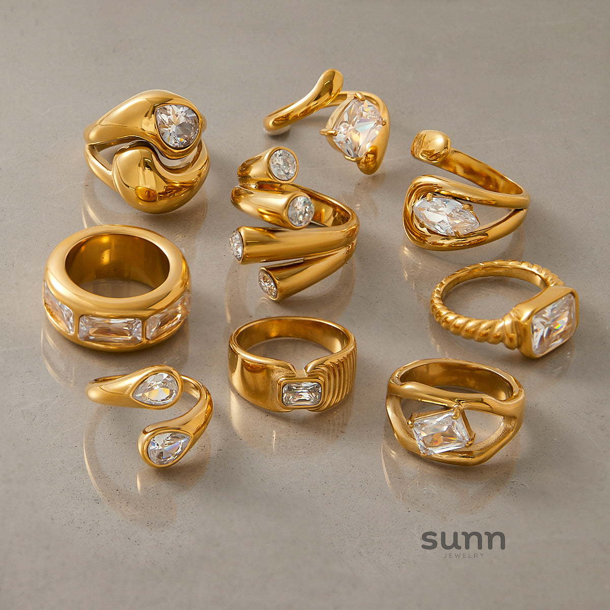Kamari Geometric Zircon Ring [1RUUXN75]