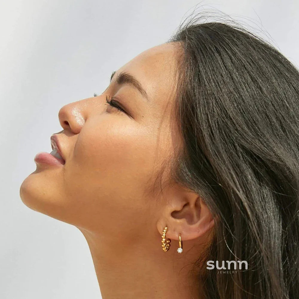 Kamarie C-Hoop Gold Bead Earrings
