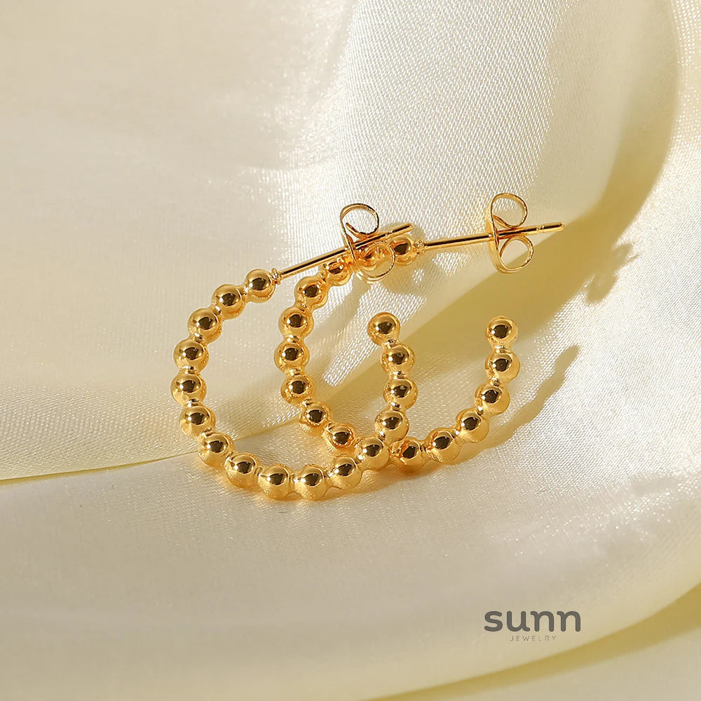 Kamarie C-Hoop Gold Bead Earrings