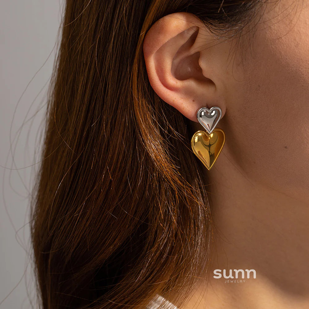 Kambree Two-Tone Heart Earrings