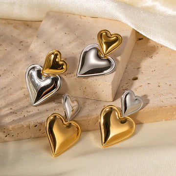 Kambree Two-Tone Heart Earrings